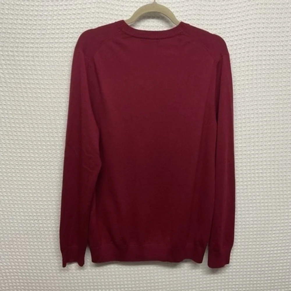 NWOT Banana Republic Burgundy Long Sleeve V-Neck Sweater Men‎ Large China Wool
